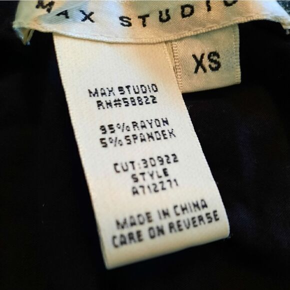 Max Studio Cap Sleeve Square Neck Ruched Ruffle Top Black - Picture 15 of 16